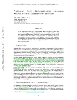 Poisoning Deep Reinforcement Learning Agents with In-Distribution
  Triggers