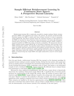 Sample Efficient Reinforcement Learning In Continuous State Spaces: A
  Perspective Beyond Linearity