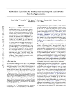 Randomized Exploration for Reinforcement Learning with General Value
  Function Approximation
