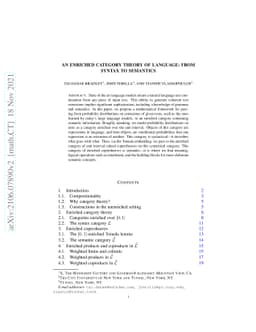 An enriched category theory of language: from syntax to semantics