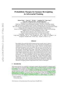 Probabilistic Margins for Instance Reweighting in Adversarial Training