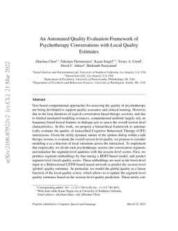 An Automated Quality Evaluation Framework of Psychotherapy Conversations
  with Local Quality Estimates
