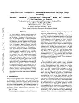 Direction-aware Feature-level Frequency Decomposition for Single Image
  Deraining