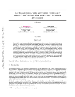 CatBoost model with synthetic features in application to loan risk
  assessment of small businesses