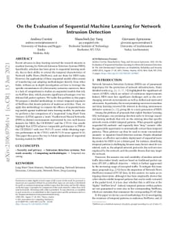 On the Evaluation of Sequential Machine Learning for Network Intrusion
  Detection