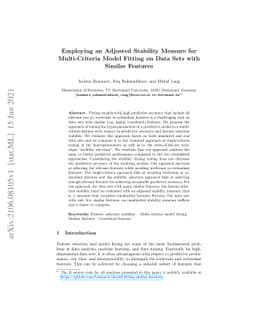 Employing an Adjusted Stability Measure for Multi-Criteria Model Fitting
  on Data Sets with Similar Features