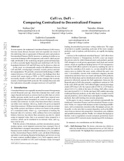 CeFi vs. DeFi -- Comparing Centralized to Decentralized Finance