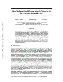 How Modular Should Neural Module Networks Be for Systematic
  Generalization?