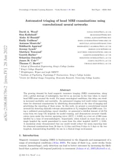 Automated triaging of head MRI examinations using convolutional neural
  networks