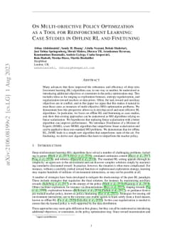 On Multi-objective Policy Optimization as a Tool for Reinforcement
  Learning: Case Studies in Offline RL and Finetuning