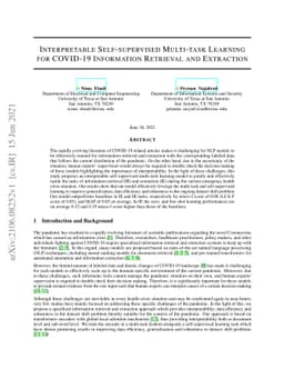 Interpretable Self-supervised Multi-task Learning for COVID-19
  Information Retrieval and Extraction