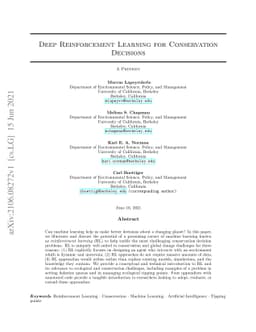 Deep Reinforcement Learning for Conservation Decisions