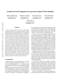 Gradient Forward-Propagation for Large-Scale Temporal Video Modelling