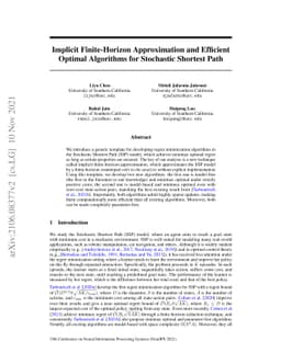 Implicit Finite-Horizon Approximation and Efficient Optimal Algorithms
  for Stochastic Shortest Path