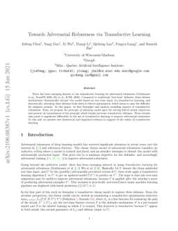 Towards Adversarial Robustness via Transductive Learning