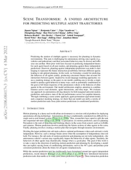 Scene Transformer: A unified architecture for predicting multiple agent
  trajectories