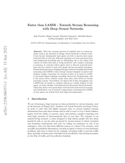 Faster than LASER -- Towards Stream Reasoning with Deep Neural Networks