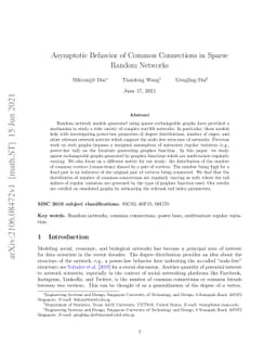 Asymptotic Behavior of Common Connections in Sparse Random Networks