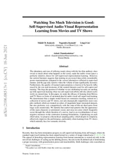 Watching Too Much Television is Good: Self-Supervised Audio-Visual
  Representation Learning from Movies and TV Shows