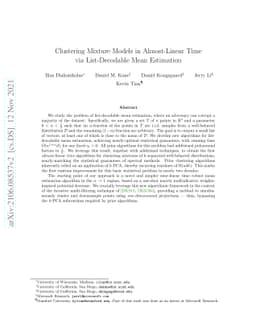 Clustering Mixture Models in Almost-Linear Time via List-Decodable Mean
  Estimation