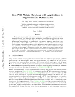 Non-PSD Matrix Sketching with Applications to Regression and
  Optimization