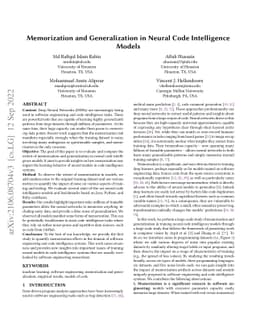 Memorization and Generalization in Neural Code Intelligence Models