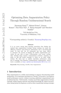 Optimizing Data Augmentation Policy Through Random Unidimensional Search