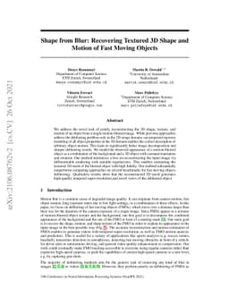 Shape from Blur: Recovering Textured 3D Shape and Motion of Fast Moving
  Objects