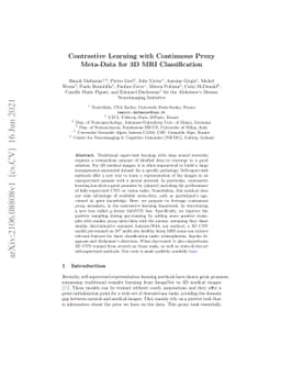 Contrastive Learning with Continuous Proxy Meta-Data for 3D MRI
  Classification