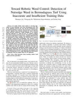 Toward Robotic Weed Control: Detection of Nutsedge Weed in Bermudagrass
  Turf Using Inaccurate and Insufficient Training Data