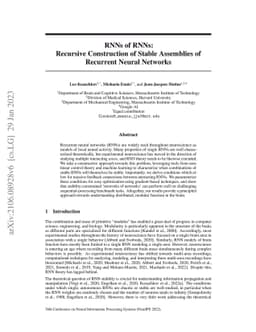 RNNs of RNNs: Recursive Construction of Stable Assemblies of Recurrent
  Neural Networks