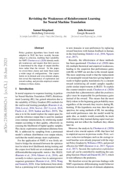 Revisiting the Weaknesses of Reinforcement Learning for Neural Machine
  Translation