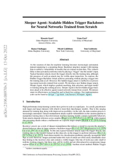 Sleeper Agent: Scalable Hidden Trigger Backdoors for Neural Networks
  Trained from Scratch
