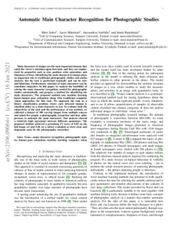 Automatic Main Character Recognition for Photographic Studies