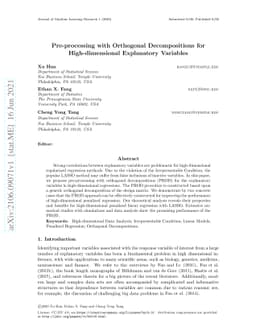 Pre-processing with Orthogonal Decompositions for High-dimensional
  Explanatory Variables