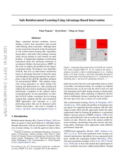 Safe Reinforcement Learning Using Advantage-Based Intervention
