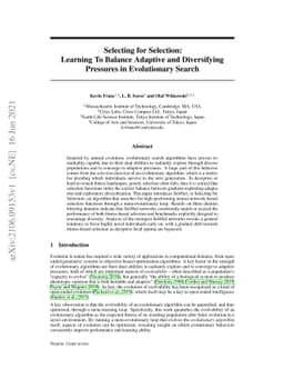 Selecting for Selection: Learning To Balance Adaptive and Diversifying
  Pressures in Evolutionary Search
