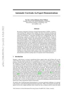 Automatic Curricula via Expert Demonstrations