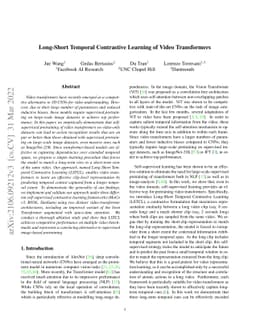 Long-Short Temporal Contrastive Learning of Video Transformers