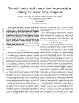 Towards bio-inspired unsupervised representation learning for indoor
  aerial navigation