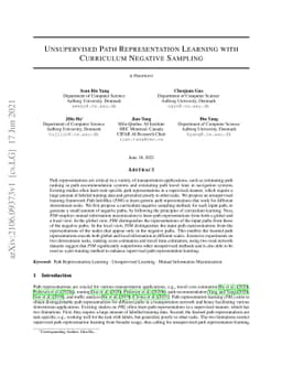 Unsupervised Path Representation Learning with Curriculum Negative
  Sampling