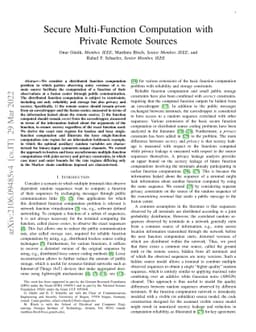 Secure Multi-Function Computation with Private Remote Sources