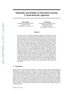 Optimality and Stability in Federated Learning: A Game-theoretic
  Approach
