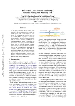 End-to-End Cross-Domain Text-to-SQL Semantic Parsing with Auxiliary Task