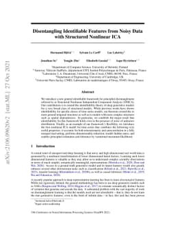 Disentangling Identifiable Features from Noisy Data with Structured
  Nonlinear ICA