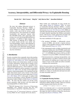Accuracy, Interpretability, and Differential Privacy via Explainable
  Boosting