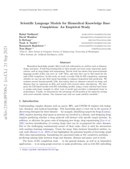 Scientific Language Models for Biomedical Knowledge Base Completion: An
  Empirical Study