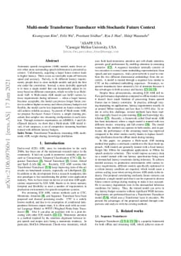Multi-mode Transformer Transducer with Stochastic Future Context