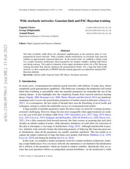 Wide stochastic networks: Gaussian limit and PAC-Bayesian training