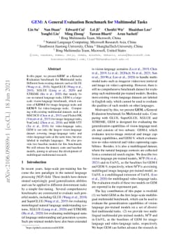 GEM: A General Evaluation Benchmark for Multimodal Tasks